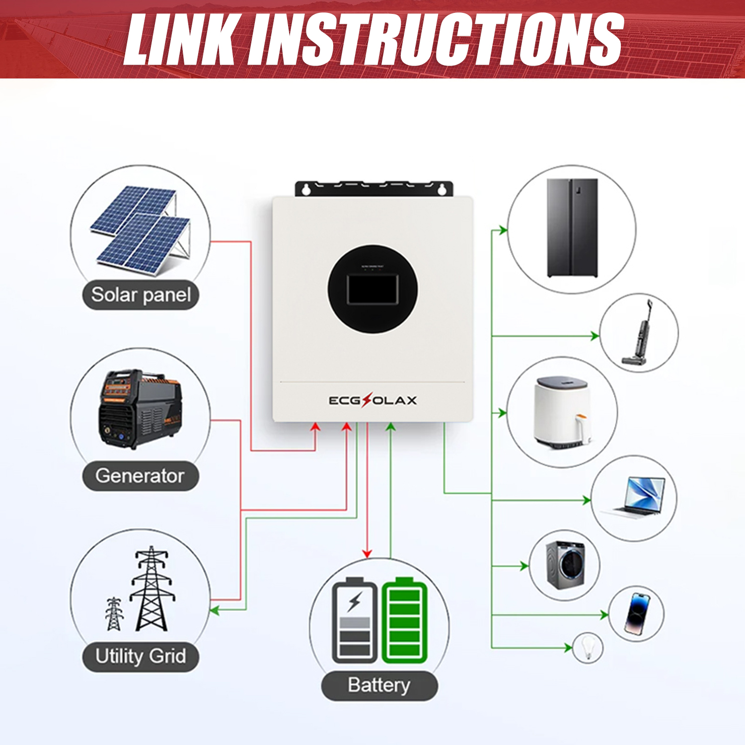 ECGSOLAX 7KW Hybrid Solar Inve - Drone Solar Charger reseña y precio