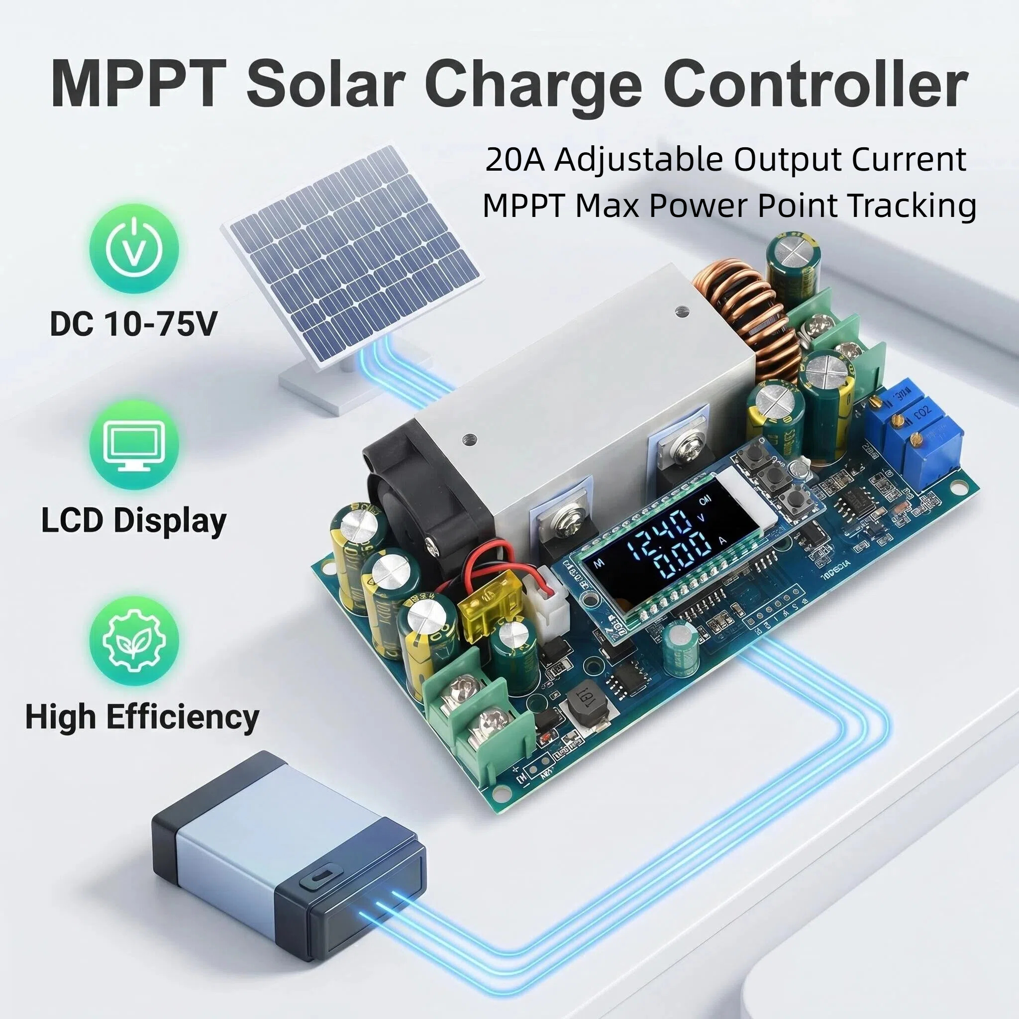 10-75V 20A Adjustable Buck Mod - Drone Solar Charger reseña y precio