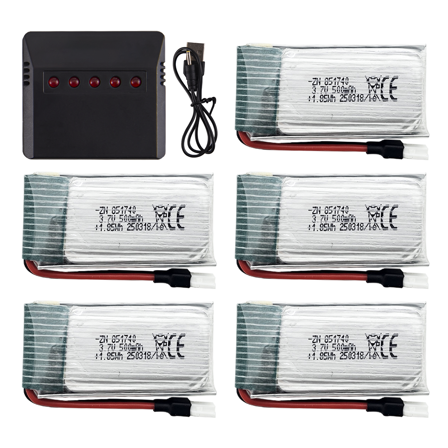 5Pcs 3.7V 500mAh LiPo Batterie - Drone Power Bank reseña y precio